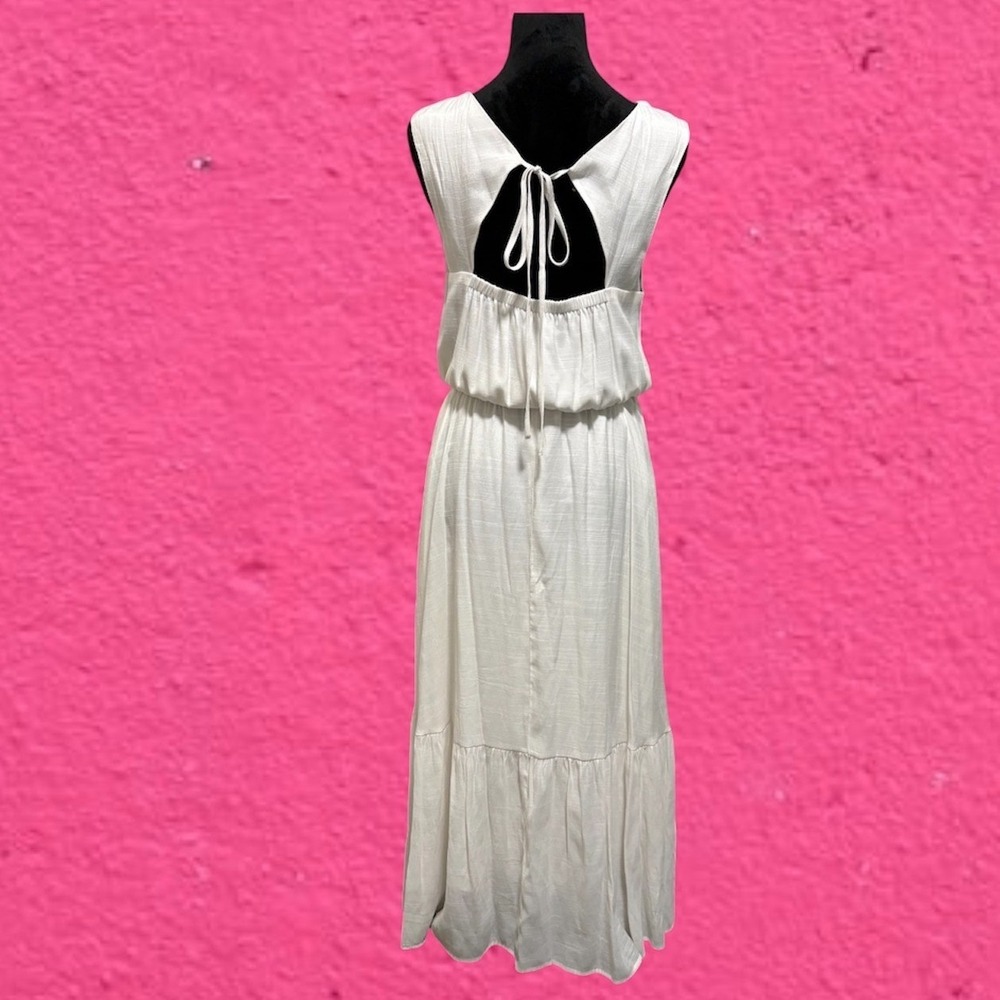 Banana Republic‎ Maxi Dress Women's S White Cutout Back Tiered Sleeveless